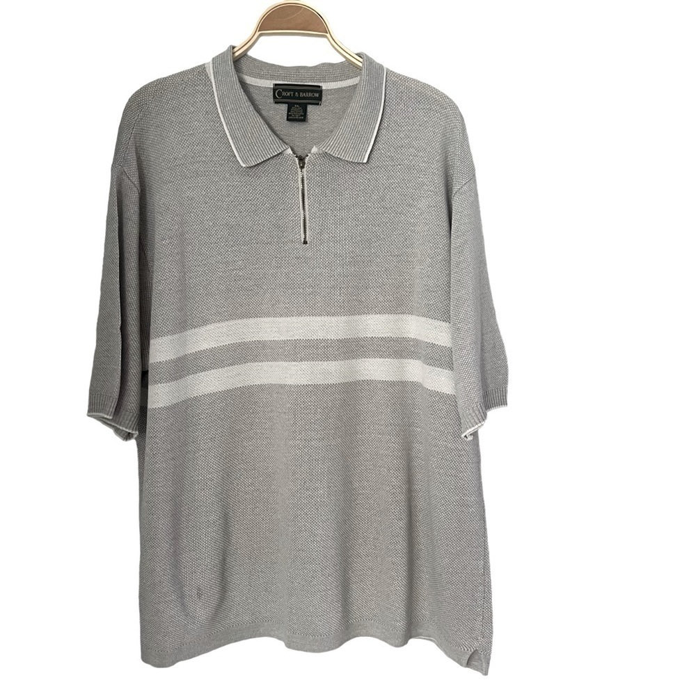 VTG Croft & Barrow Men’s XXL Linen Blend 1/2 Zip Knitted Polo Shirt Lightweight